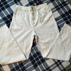 NWT ZARA WHITE DENIM JEANS WIDE LEG